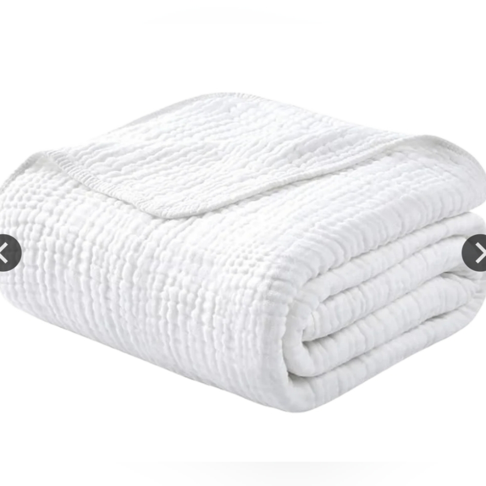 NWT Xtra Thick WHITE Warm 100% Muslin Cotton 9 Layer Blanket - King
